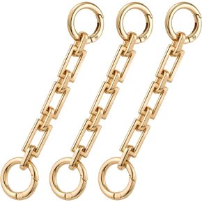 chanzet محفظة سلسلة حزام موسع 3pcs، 4.52 بوصة حقيبة حزام موسع لحقيبة يد حقيبة كروسبودي استبدال، الذهب معدن مسطح محفظة الأشرطة حقيبة سلسلة الأشرطة