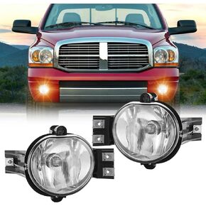 Fog Light Assembly Replacement For 2002-2008 Ram 1500, 2003-2009 Ram 2500, 2003-2010 Ram 3500 Pickup Truck, 2005-2006 Durango Included Switch Black Bezels And Wiring Kit