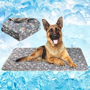 Dog Cooling Mat, Pet Washable Non-Toxic Summer Dogs Cats Cooling Pads Sleeping Kennel Mats Cool Ice Blanket for Indoor & Outdoor Dog Beach Essentials Brown Small