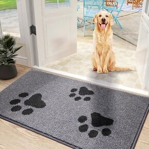 Mibao Front Door Mat, Dirt Trapper Doormat for Muddy Paws, Absorbent Mud Mat for Dogs, Non-Slip Washable Entrance Mats, Inside Mat for Front Door, Entryway, 31.5" x 19.5", Black