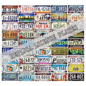 Retro Vintage Assorted US States Number Tags, Embossed License Plates, Lot of 10/15/20/25/30 pcs, Man Cave Garage Bar Home Wall Decor, 6x12 Inch (10)