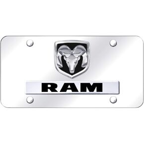 Dodge CarBeyondStore Black Dodge RAM Logo Front License Plate Frame Stainless Steel Mirror Mopar
