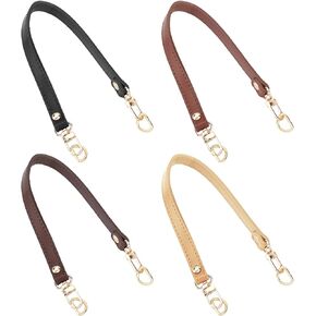 WADORN 4 Colors Short Purse Strap Replacement, 12.9 Inch PU Leather Handbag Top Handle Straps with D Ring DIY Bag Making Strap for Briefcase Tote Bag Bucket Bag Hobo Bag