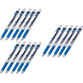 Pentel New EnerGel Deluxe RTX Retractable Liquid Gel Pen,Ultra Micro Point 0.3mm, Fine Line, Needle Tip, Blue Ink Value set of 15