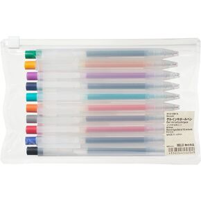 MUJI Smooth Gel Knock Type Pen 0.5mm 10 Colors Set (Japan import)
