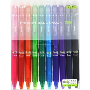 PILOT Frixion Ball Knock Retractable Gel Ink Pen, 0.5mm, 10 Colors (LFBK-230EF-10C)