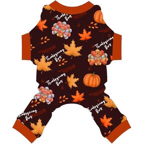 Dog Thanksgiving Outfit Turkey Pumpkin Dog Pajamas Dog Pjs Pet Dog Thanksgiving Clothes Costume Winter Fall Dog Clothes for Small Dogs Boy Girl, Cat Apparel, Orange, XS