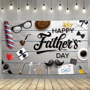 Happy Fathers Day Banner- XtraLarge, 72x44 Inch, Happy Fathers Day Backdrop, Fathers Day Sign for Father's Day Decorations, Fathers Day Decorations for Party, Fathers Day Party Supplies