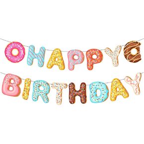 Donut Happy Birthday Banner Theme Birthday Party.For Children Birthday and BabyShower Party Supplies