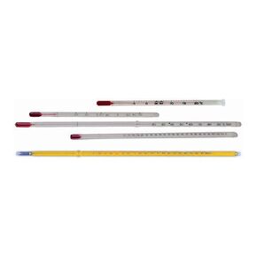 Thermco ACC647SSC Spirit Filled Thermometer for Block Heaters and Water Bath, 0 to 110°C Range, 0.5°C Division, 35mm Immersion, 225mm Length, Safety Coated