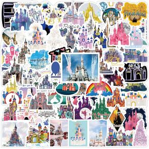 63Pcs Land Stickers Pack, Cartoon Aesthetic Vinyl Waterproof Sticker Decals for Water Bottle,Laptop,Phone,Hard Hat,Skateboard,Scrapbooking,Bumper for Kids Teens Adults