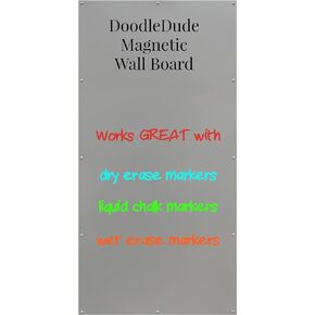 Large Magnetic Wall Board, Dry Erase Whiteboard for Wall, Magnet Bulletin Board (Metallic Silver, 23Wx46L)