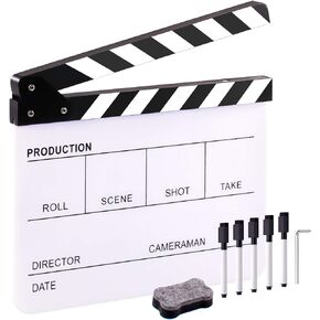 Hilitchi Film Movie Cut Action Board Acrylic Plastic Slate 25x30cm/10x12 Dry Erase Director's Film Clapboard with Eraser