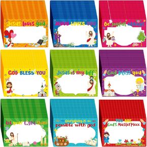 Harloon 270 Pcs Bible Verse Name Tag Stickers for Desk God Bless Self Adhesive Labeling Christian Religious Name Tags Sunday Gift Motivational Writable Blank for Kids Classroom School Supplies