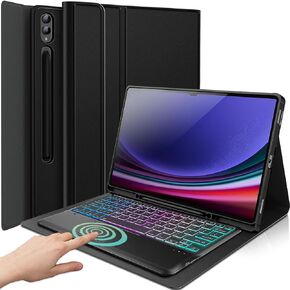 Touchpad Keyboard Case for Samsung Galaxy Tab S9 Ultra 2023 14.6 Inch, 3-Zone Backlight Detachable Wireless Keyboard & PU Case for 14.6" Galaxy S9 Ultra/S8 Ultra,SM-X910/X916B/X918U/X900/X906