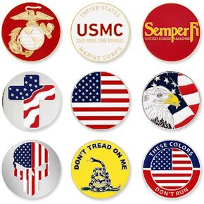 PinMart Officially Licensed United States Bundle Pack of 9 Golf Ball Markers - Golf Accessories for Men and Women - Magnetic Golf Ball Markers