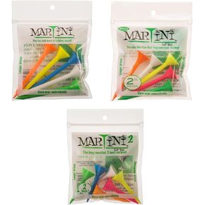 Martini Golf Tees - 3 1/4" / 2 3/4" / 2 Inch - Mixed Colors - 16 Tees Total