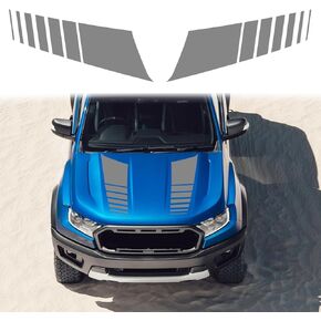 ramuel Compatible with 2PCS Car Hood Cover Vinyl Stripe Stickers Racing Stripes Auto Bonnet Hood Bumper Decoration Decals Graphics Accessories for Pickup Truck Universal (Black)
