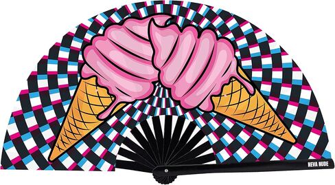 Neva Nude Rave Folding Hand Fan - UV Blacklight Reactive Handheld Fan with Drawstring Case | Perfect for Summer Festivals, Raves, Carnivals, Concerts, & Parties | Made in USA (Butterfly Garden) in Kuwait