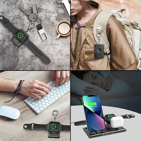قاعدة شحن لأجهزة iPhone، مع شاحن ساعة محمول بقدرة 1800 مللي أمبير في الساعة متوافق مع Apple Watch Ultra 2/9/8/7/SE/6/5، حامل شحن لهاتف iPhone 15 Pro/14/13/12/11 Series/8 Plus، ايربودز برو 2 in Kuwait