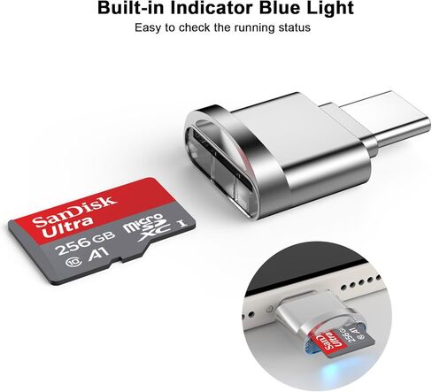 قارئ بطاقات USB C Micro SD، قارئ بطاقات USB من النوع C إلى Micro SD SDHC SDXC OTG، قارئ بطاقات ذاكرة من النوع C TF متوافق مع iPhone 15/15 Plus/15 Pro/15 Pro Max، Galaxy S24 S23، iPad Pro، Mac، MacBook in Saudi Arabia