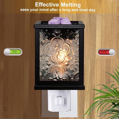 CVHOMEDECO. شمع كهربائي مغربي يذوب الشمع الكهربائي للشموع المعطرة، ويذوب الشمع، والفطائر والزيوت العطرية، وديكور الإضاءة الليلية، مربع، زجاج شفاف in Saudi Arabia