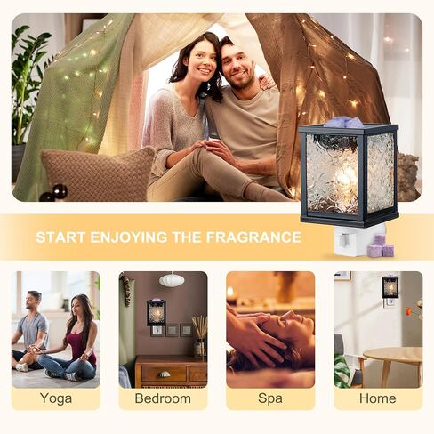CVHOMEDECO. شمع كهربائي مغربي يذوب الشمع الكهربائي للشموع المعطرة، ويذوب الشمع، والفطائر والزيوت العطرية، وديكور الإضاءة الليلية، مربع، زجاج شفاف in Saudi Arabia