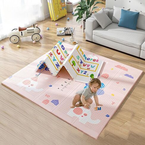 XIFAMNIY Xifanmiy Foldable Foam Baby Play Mat, 79 * 71 inch 0.6'' Thicken Extra Large Waterproof Activity Playmats for Babies,Toddlers, Infants,Baby Play Mat for Floor Indoor Outdoor (Animals) in Saudi Arabia