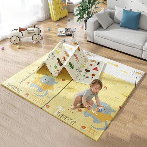 XIFAMNIY Xifanmiy Foldable Foam Baby Play Mat, 79 * 71 inch 0.6'' Thicken Extra Large Waterproof Activity Playmats for Babies,Toddlers, Infants,Baby Play Mat for Floor Indoor Outdoor (Animals) in Saudi Arabia