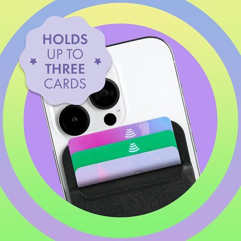 محفظة بطاقات مغناطيسية من موكسيو متوافقة مع أجهزة MagSafe لأجهزة iPhone، جلد PU، حامل قابل للتعديل، حلقة إصبع، حامل 3 بطاقات - أسود in Kuwait