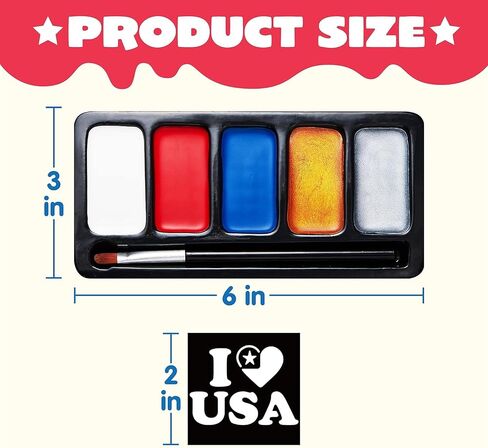 JOYIN 5 Colors Patriotic Face Paint Kit with Glitter and 16 Pcs Stencils Sticker for Kids, 4th of July Face Paint Red White Blue Face Paint for Independence Day, Memorial Day Party, Veterans Day in Saudi Arabia