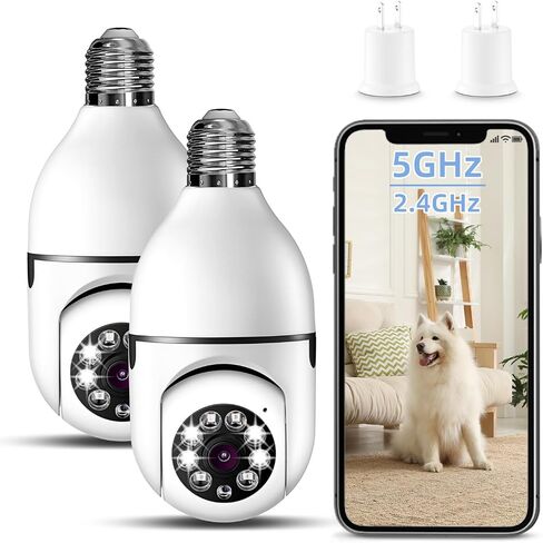Light Bulb Security Camera,1080P 5GHz& 2.4GHz Wireless Light Bulb Camera for Pet Camera, 360 ° PTZ Light Socket Camera in Saudi Arabia
