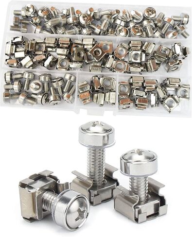 M5X20 Cage Nut Mounting Screw Bolts Washers Metric Square Hole Hardware for Rack Mount Server Shelves Cabinets Assortment Kit 50Set 304 Stainless Steel in Saudi Arabia