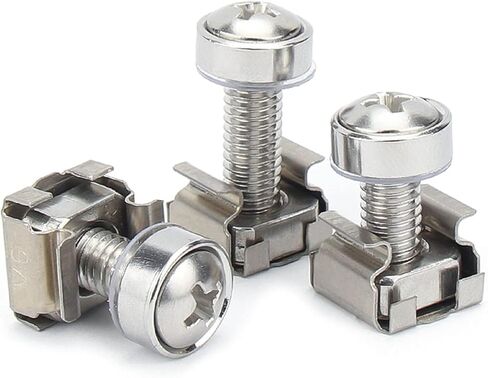 M5X20 Cage Nut Mounting Screw Bolts Washers Metric Square Hole Hardware for Rack Mount Server Shelves Cabinets Assortment Kit 50Set 304 Stainless Steel in Saudi Arabia