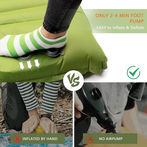 Double Sleeping Pad for 2 Person, Self Inflating Camping Mattress with Pillow, Portable Camping Bed Built-in Foot Pump for Backpacking, Hiking & Travel - Mat Carry Bag in Saudi Arabia