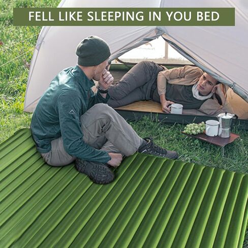 Double Sleeping Pad for 2 Person, Self Inflating Camping Mattress with Pillow, Portable Camping Bed Built-in Foot Pump for Backpacking, Hiking & Travel - Mat Carry Bag in Saudi Arabia