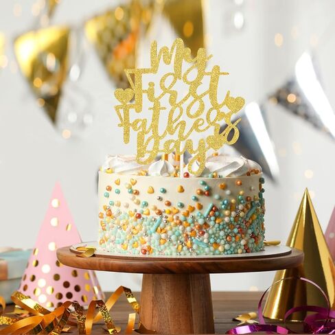 My First Father’s Day Cake Topper,Gold Glitter -1st Father’s To Be/Father’s Day Cake Topper, Celebrating Father’s Day Sign Party Decorations - Photo Booth Props in Saudi Arabia