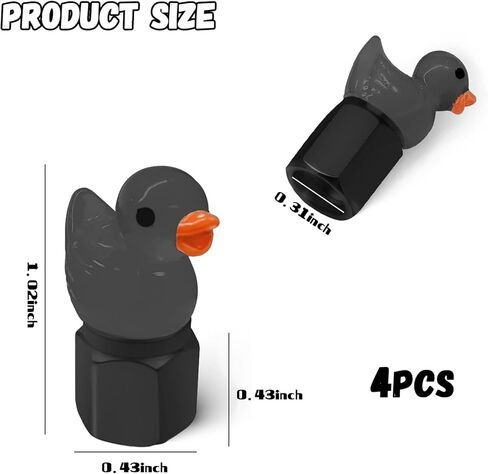4 قطعة غطاء ساق صمام الإطارات لطيف بطة الإطارات صمام قبعات توهج مثيرة للاهتمام وعملية زخرفة الإطارات، عالمية للسيارات والدراجات النارية والشاحنات والدراجات US209. (أبيض) in Kuwait