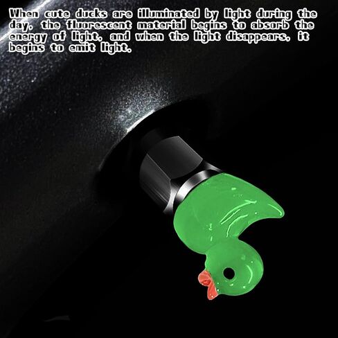 4 قطعة غطاء ساق صمام الإطارات لطيف بطة الإطارات صمام قبعات توهج مثيرة للاهتمام وعملية زخرفة الإطارات، عالمية للسيارات والدراجات النارية والشاحنات والدراجات US209. (أبيض) in Kuwait