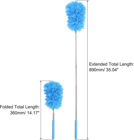 MECCANIXITY Microfiber Cleaning Duster, 14 to 35 Inch Washable Extendable Brush Flexible Feather Duster for Window Furniture, Blue in Saudi Arabia
