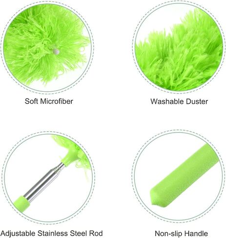 MECCANIXITY Microfiber Cleaning Duster, 14 to 35 Inch Washable Extendable Brush Flexible Feather Duster for Window Furniture, Blue in Saudi Arabia