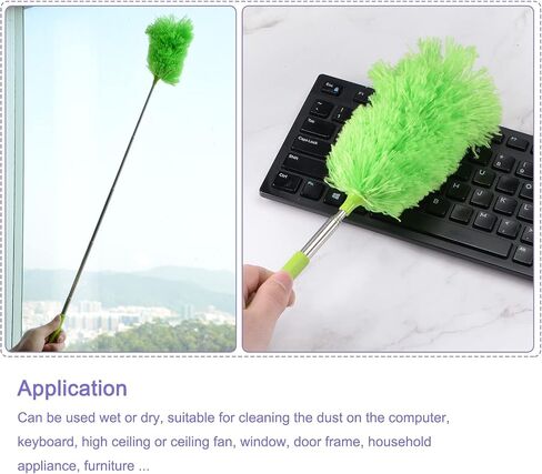 MECCANIXITY Microfiber Cleaning Duster, 14 to 35 Inch Washable Extendable Brush Flexible Feather Duster for Window Furniture, Blue in Saudi Arabia