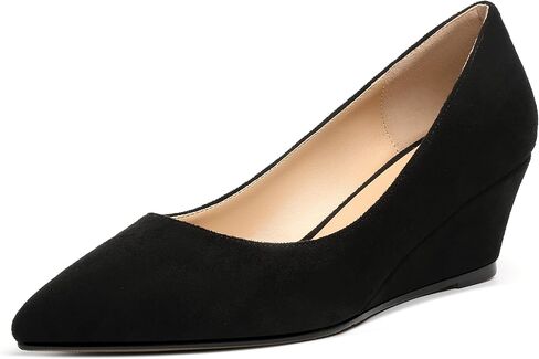 Womens Pointed Toe Dress Slip On Work Wedge Low Heel Pumps Shoes 2 Inch in Saudi Arabia