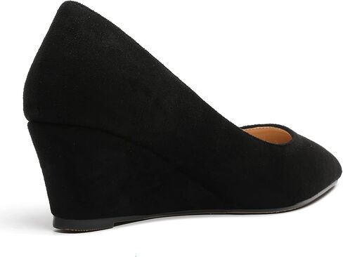 Womens Pointed Toe Dress Slip On Work Wedge Low Heel Pumps Shoes 2 Inch in Saudi Arabia