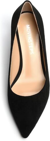 Womens Pointed Toe Dress Slip On Work Wedge Low Heel Pumps Shoes 2 Inch in Saudi Arabia