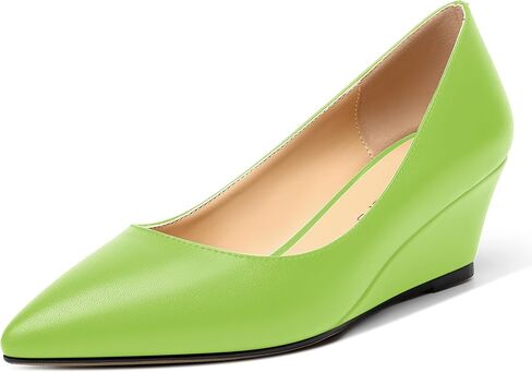 Womens Pointed Toe Dress Slip On Work Wedge Low Heel Pumps Shoes 2 Inch in Saudi Arabia