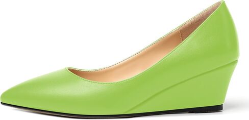 Womens Pointed Toe Dress Slip On Work Wedge Low Heel Pumps Shoes 2 Inch in Saudi Arabia