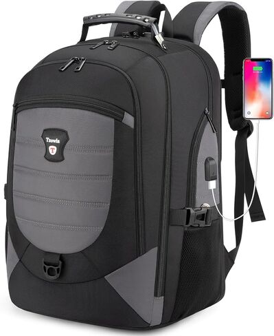 Tzowla Travel Laptop Backpack for Men&Women,17.3" Computer Water Resistant Anti Theft TSA Friendly Backpacks with Lock and USB Charging Port,College Business Work Hiking Bookbag Daypack,Dark Grey in Saudi Arabia