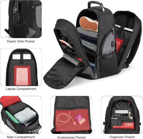 Tzowla Travel Laptop Backpack for Men&Women,17.3" Computer Water Resistant Anti Theft TSA Friendly Backpacks with Lock and USB Charging Port,College Business Work Hiking Bookbag Daypack,Dark Grey in Saudi Arabia
