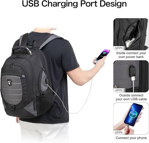 Tzowla Travel Laptop Backpack for Men&Women,17.3" Computer Water Resistant Anti Theft TSA Friendly Backpacks with Lock and USB Charging Port,College Business Work Hiking Bookbag Daypack,Dark Grey in Saudi Arabia